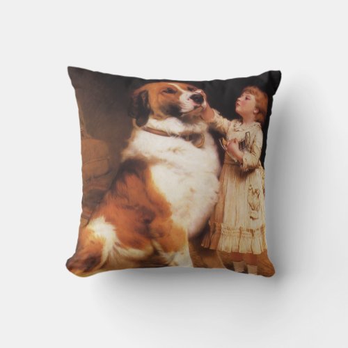 Trust by Charles Burton Barber Saint Bernard Dog Throw Pillow