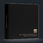 Trust Documents Binder Black with Gold Initial<br><div class="desc">Organize your law firm's trust documents in style with this personalized black and gold monogram trust documents binder. Designed for financial legacies and estate planning, this binder exudes professionalism and elegance. The black cover, adorned with a gold monogram, adds a touch of sophistication to your firm's trust document management. The...</div>