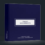 Trust Documents Binder Navy Blue<br><div class="desc">Designed for Estate Planners and Law and Legal firms. This binder is ideal for organizing your client's portfolio information.</div>