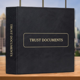 Trust Documents - Black Faux Leather 3 Ring Binder