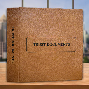 Trust Documents - Brown Faux Leather  3 Ring Binder