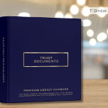 Trust Documents Estate Planning 3 Ring Binder<br><div class="desc">Trust Documents Estate Planning binder with stylish navy blue background and fully customizable text. Use for your clients if you are a financial advisor or estate planner. Keep your trust,  will,  power of attorney,  instructions,  and other documents organized and safe.</div>