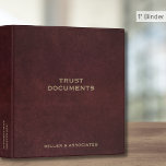 Trust Documents Estate Planning Binder<br><div class="desc">Trust Documents Estate Planning binder with professional faux oxblood red leather look background and fully customizable text. Use for your personal estate planning or for clients if you are a financial advisor or estate planner. Keep your trust,  will,  power of attorney,  instructions,  and other documents organized and safe.</div>