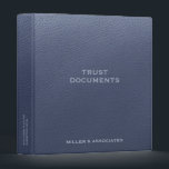 Trust Documents Estate Planning Binder<br><div class="desc">Trust Documents Estate Planning binder with profesional blue leather look background and fully customizable text. Use for your personal estate planning or for clients if you are a financial advisor or estate planner. Keep your trust,  will,  power of attorney,  instructions,  and other documents organized and safe.</div>
