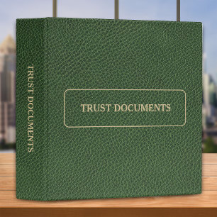Trust Documents - Green Faux Leather  3 Ring Binder