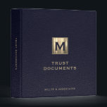 Trust Documents Leather Print Blue Gold 3 Ring Binder<br><div class="desc">Designed for Estate Planners and Law and Legal firms. This binder is ideal for organizing your client's trust documents.</div>