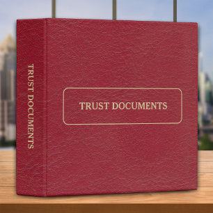 Trust Documents - Red Faux Leather  3 Ring Binder