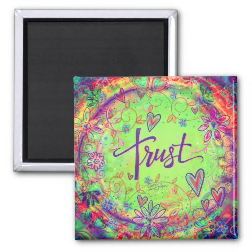 Trust Floral Pretty Hearts Colorful Inspirivity Magnet