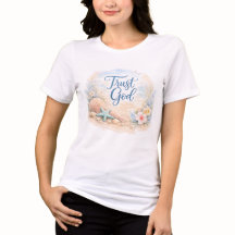 "Trust God" Coastal Beach Watercolor White