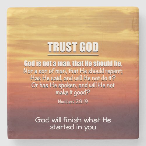 TRUST GOD Numbers 2319 Christian Inspirational Stone Coaster