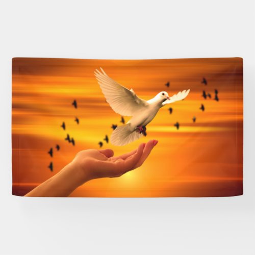 Trust God with Dove in Hand Banner