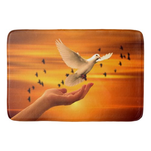 Trust God with Dove in Hand Bath Mat