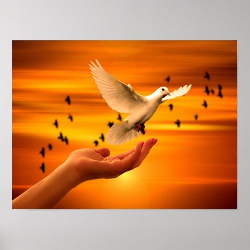 Trust God with Dove in Hand Poster