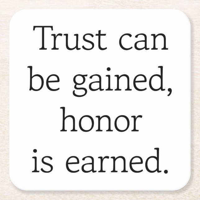 Trust & Honor Paper Coaster (Front)