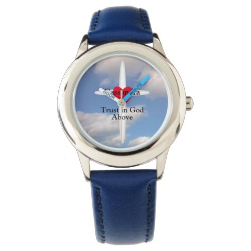 Trust in God Cross in Sky With  Personalized Name Watch