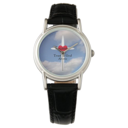 Trust in God Cross in Sky With  Personalized Name  Watch