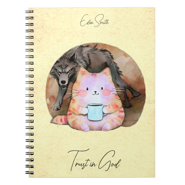 Trust in God - Custom Notebook Cat Coffee Wolf (Front)