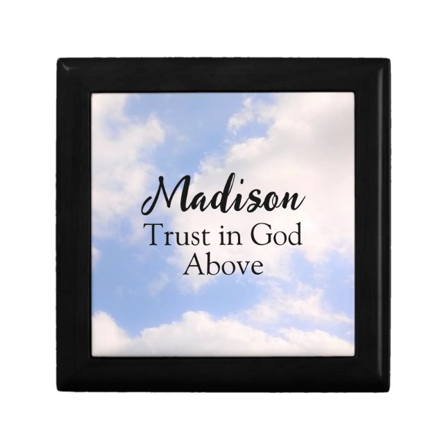 Trust in God Inspirational Custom Name Blue Sky Gift Box (Front)