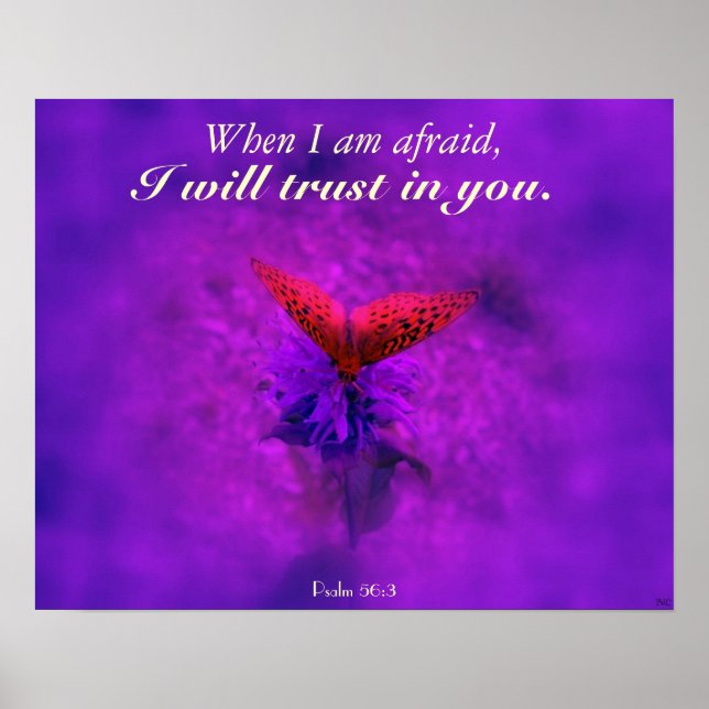 Trust in God Purple Butterfly Christian Poster (Front)