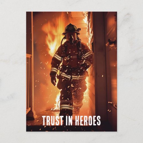 Trust in Heroes Firefighter postcard