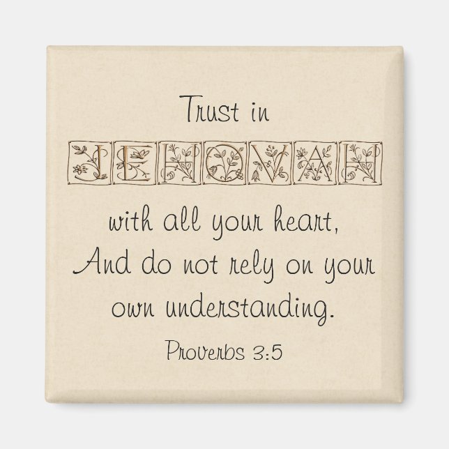 Trust in Jehovah...Scripture Magnet~Gold Magnet (Front)