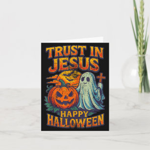 Trust In Jesus Cute Christian Vintage Halloween 90 Card