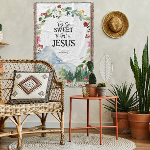Trust In Jesus Mountain Wildflower Monogram Throw Blanket