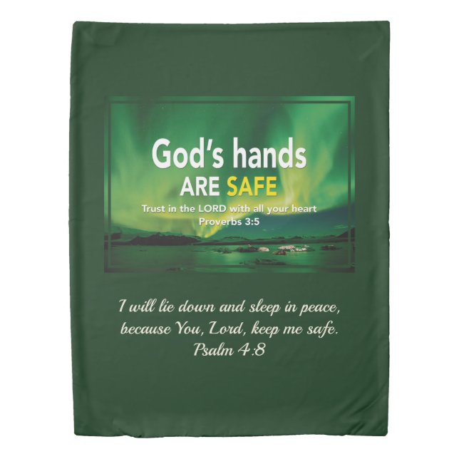 TRUST IN LORD | God's Hands Safe | Christian Duvet Cover (Front)