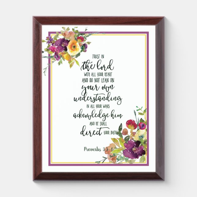 Trust in the floral Plaque (Vertical)