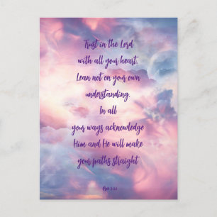 Trust in the Lord All Your Heart Psalm Quote Postcard