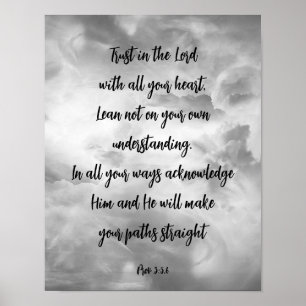 Trust in the Lord All Your Heart Psalm Quote Poster
