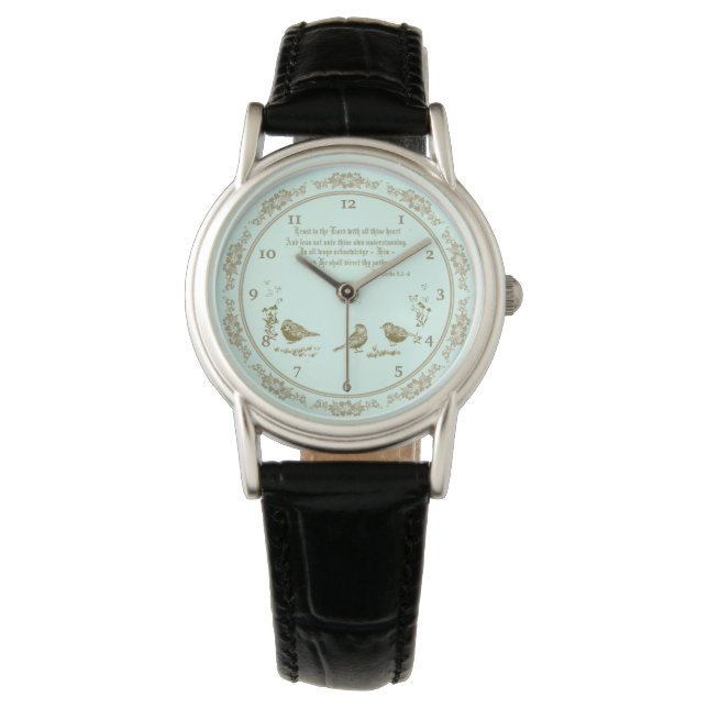 Trust in the Lord Bible Quote Watch Flowers Birds (Front)