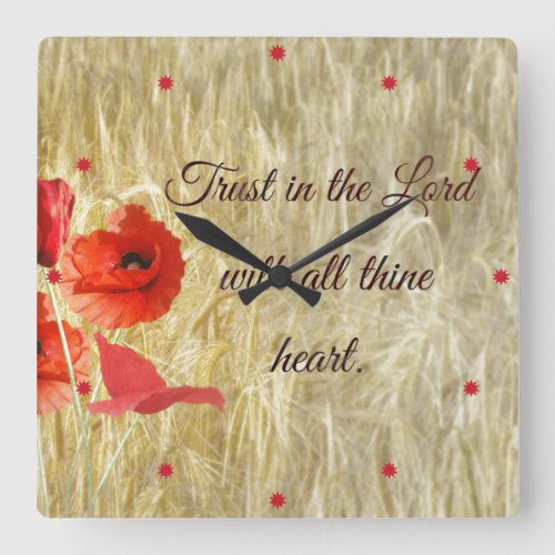 Trust in the Lord Bible Verse Square Wall Clock