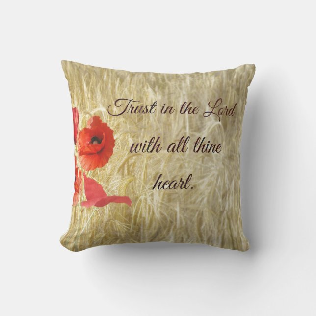 Trust in the Lord Bible Verse Throw Pillow (Front)