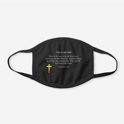 Trust In the Lord Black Cotton Face Mask