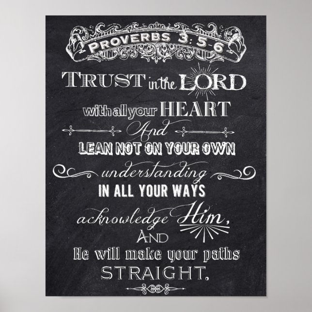 Trust In The Lord Chalkboard Digital Art Poster (Front)