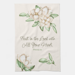 Trust in the Lord Elegant Bible Verse Botanical Kitchen Towel