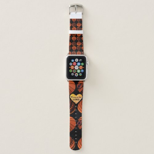 Trust In The Lord Fish Leaves Black Burnt Orange Apple Watch Band