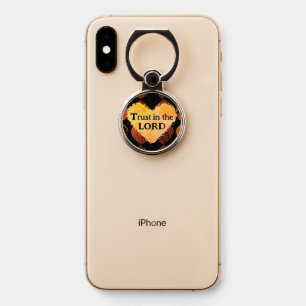 Trust In The Lord Fish Leaves Black Burnt Orange Phone Ring Stand