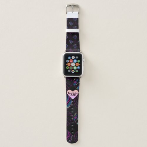 Trust In The Lord Fish Leaves Black Multicolour 1  Apple Watch Band