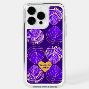 Trust In The Lord Fish Leaves Purple Peach Speck iPhone 14 Pro Max Case