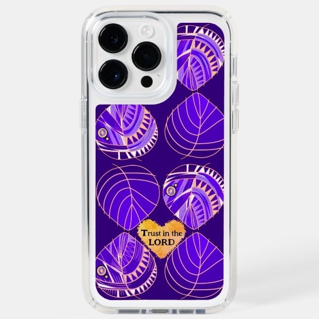 Trust In The Lord Fish Leaves Purple Peach Speck iPhone Case (Front)