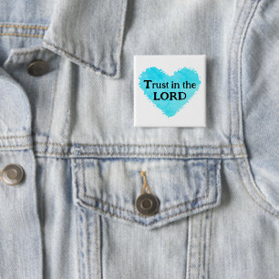 Trust In The Lord Fish Leaves Purple Teal Grey Button