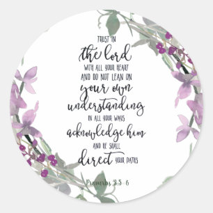 Trust in the Lord floral Classic Round Sticker