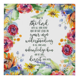 Trust in the Lord floral Faux Canvas Print