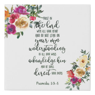 Trust in the Lord floral Faux Canvas Print
