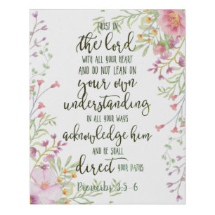 Trust in the Lord floral Faux Canvas Print