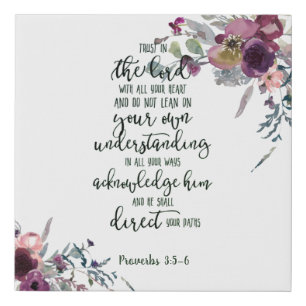 Trust in the Lord floral Faux Canvas Print