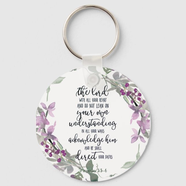 Trust in the Lord floral  Keychain (Front)