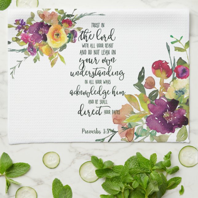Trust in the Lord floral   Kitchen Towel (Folded)